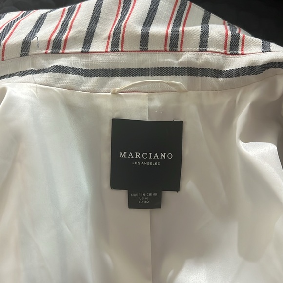 Marciano Stunning, Red and Blue Striped Blazer with belt and satin lining Size M - Picture 7 of 7